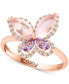 ფოტო #1 პროდუქტის EFFY® Rose Quartz (1 ct. t.w.), Pink Amethyst (1/3 ct. t.w.) & Diamond (1/6 ct. t.w.) Butterfly Ring in 14k Rose Gold