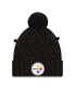 Фото #1 товара Women's Black Pittsburgh Steelers Toasty Cuffed Knit Hat with Pom