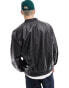 ASOS DESIGN oversized real leather bomber jacket in black