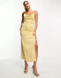 Фото #8 товара In The Style exclusive satin cowl neck tie back maxi dress in gold