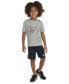 ფოტო #1 პროდუქტის Toddler & Little Boys 2-Pc. Soccer Ball Logo Graphic T-Shirt & 3-Stripes Colorblocked Mesh Shorts Set