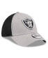 Фото #3 товара Men's Gray Las Vegas Raiders Pipe 39THIRTY Flex Hat