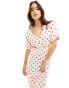 Фото #4 товара YAS cut out side maxi dress with puff sleeve in white and red spot - MULTI