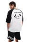 ASOS DESIGN Disney oversized raglan t-shirt with Mickey & Friends prints in off white and black