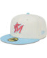 Фото #1 товара Men's White and Light Blue Miami Marlins Spring Color Two-Tone 59FIFTY Fitted Hat