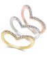 Tri-Tone 3-Pc Set Crystal Chevron Stackable Rings, Created for Macy's