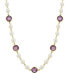 Фото #1 товара 2028 gold-Tone Imitation Pearl with Purple Channels 16" Adjustable Necklace