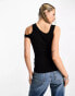 Фото #2 товара Weekday Zari asymmetric strap tank top in black