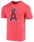 Фото #3 товара Men's Red Los Angeles Angels Weathered Official Logo Tri-Blend T-shirt
