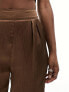 In The Style satin wide leg trouser co-ord in chocolate