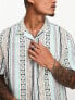 ASOS DESIGN relaxed revere linen mix shirt in aztec print