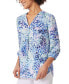 ფოტო #3 პროდუქტის Women's Printed 3/4-Sleeve V-Neck Top