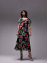 Фото #7 товара Topshop printed floral midi tea dress in red and purple floral