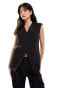 Фото #1 товара ASOS DESIGN longline exaggerated shoulder waistcoat in black