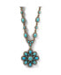 ფოტო #1 პროდუქტის Women's Large Turquoise Stone Flower Necklace in Silver or Gold Tone