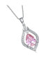 Sterling Silver White Gold Plated with Pink Teardrop and White Cubic Zirconia Pendant