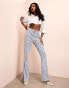 Фото #5 товара ASOS LUXE jewel embellished denim flared jeans in mid wash blue