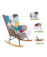 Фото #7 товара Rocking Chair, Mid Century Fabric Rocker Chair With Wood Legs And Patchwork Linen