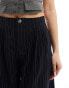 Stradivarius tailored pleated wide leg trouser in navy pinstripe