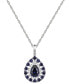 ფოტო #1 პროდუქტის Sapphire (1-1/2 ct. t.w.) & Diamond (1/10 ct. t.w.) Teardrop 18" Pendant Necklace in 14k Gold (Also in Emerald and Ruby)