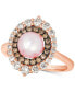 ფოტო #1 პროდუქტის Strawberry Pearl (7mm) & Diamond (3/4 ct. t.w.) Double Halo Ring in 14k Rose Gold