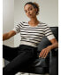 Фото #6 товара Women's Silk Striped Cropped Knit Top