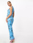 Фото #8 товара Something New X Flamefaire mesh sleeveless maxi dress co-ord in blue tie dye