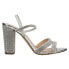 Nina Sarah Rhinestone Block Heels Womens Silver Dress Sandals SARA-SILVER