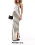 Фото #1 товара Mamalicious Maternity scoop neck sleevless maxi dress in cream stripe