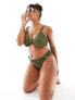 Фото #1 товара South Beach Curve knot front high waist crinkle bikini bottom in sage green