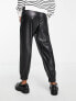 Фото #2 товара Vero Moda Petite leather look tie waist joggers in black