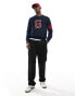 GANT crew neck knit jumper with varsity logo in navy