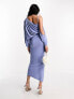 Фото #4 товара ASOS DESIGN off shoulder grecian drape midi dress in dusky blue