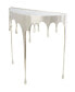 Aluminum Drip Console Table with Melting Designed Legs and Shaded Glass Top, 36" x 14" x 32"