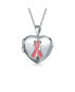 ფოტო #1 პროდუქტის Personalize Customizable Pink Ribbon Breast Cancer Survivor Necklace Heart Locket For Women For Teen Memorial Momenta Holder Sterling Silver