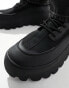 ASOS DESIGN chunky lace up sock boots in black with badge detail