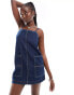 COLLUSION denim a line cami dress with contrast stitch in rinsewash