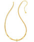 ფოტო #1 პროდუქტის Rhodium-Plated & 14k Gold-Plated Medallion-Accent Herringbone Chain Collar Necklace, 16" + 3" extender