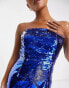 Collective the Label Petite exclusive leg split sequin midaxi dress in cobalt