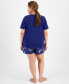 ფოტო #3 პროდუქტის Plus Size Floral Short-Sleeve Pajamas Set, Created for Macy's