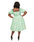 ფოტო #2 პროდუქტის Plus Size 1940s Sweetheart Button Front Swing Dress