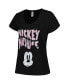 Women's Black Distressed Mickey Mouse Face Scoop Neck T-shirt