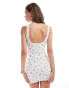 Pull&Bear milkmaid style mini dress in white floral Белый, M - EU 38 - фото #2