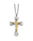 Фото #3 товара Chisel brushed Yellow IP-plated Cable Crucifix Pendant Curb Chain