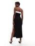 ASOS DESIGN bandeau midi dress with contrast bow in black