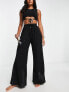 South Beach oversized metallic beach trouser in black