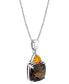 Фото #2 товара Macy's smoky Quartz (4-1/5 ct. t.w.) & Citrine (3/8 ct. t.w.) 18" Pendant Necklace in Sterling Silver