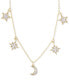 Cubic Zirconia Star & Moon Dangle Statement Necklace in Sterling Silver, 16" + 2" extender (Also in 14k Gold Over Silver)