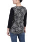 ფოტო #2 პროდუქტის Petite 3/4 Sleeve Puff Print Cutout Top