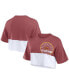 ფოტო #1 პროდუქტის Women's Burgundy/White Washington Commanders Boxy Color Split Cropped T-Shirt